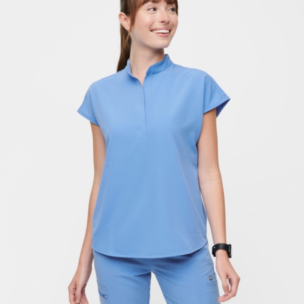 FIGS Rafaela Scrub Top Ceil Blue